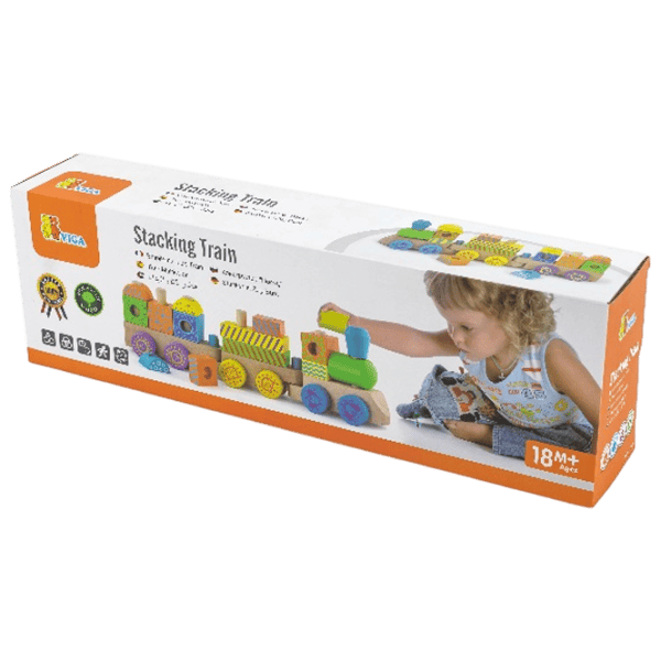 Развивающий набор VIGA Wooden Train Pyramid 50572 1.5+ / Разноцветный photo 2