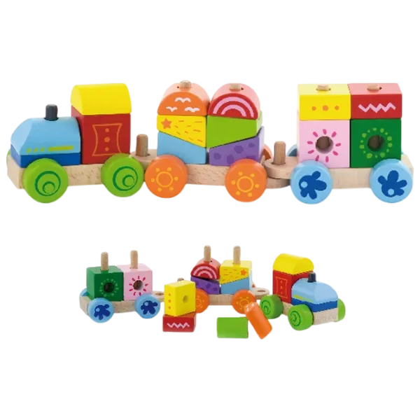Развивающий набор VIGA Wooden Train Pyramid 50534 3+ / Разноцветный photo 4