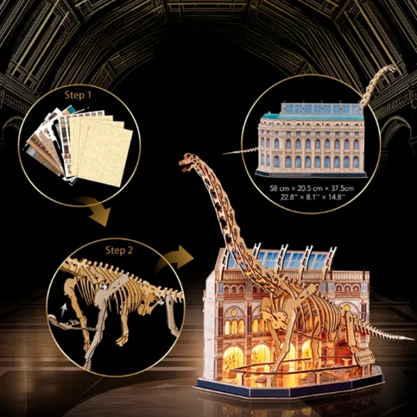 Puzzle 3D CubicFun Brachiosaurus 6+/ Numărul de piese: 216 photo 6