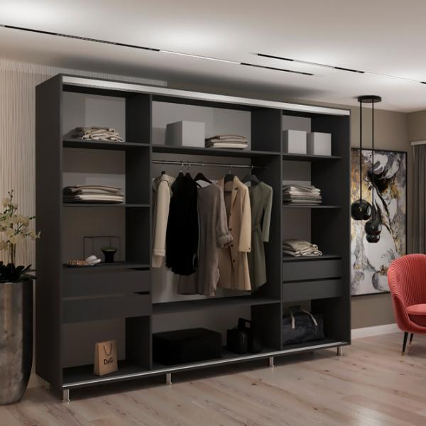 Шкаф My-Style Cupe 260 x 60см x 240 / ЛДСП / Anthracite photo 2