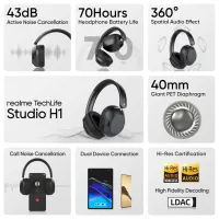 Căști Realme Techlife Studio H1 Gold Black Fără fir/ Personal photo 2