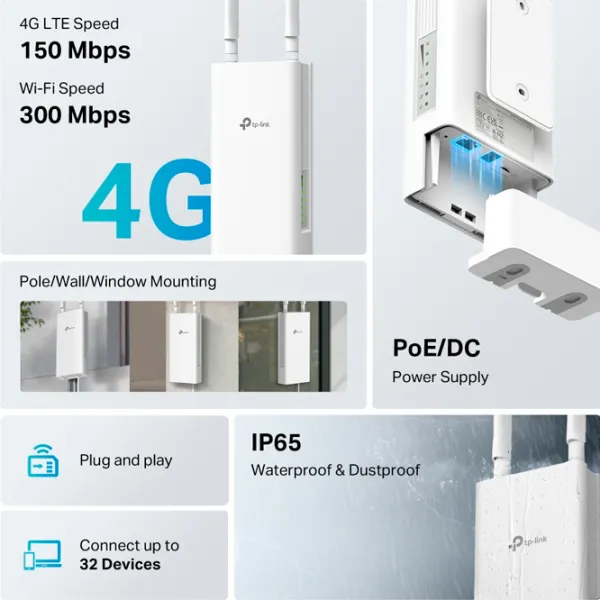 Внешний маршрутизатор TP-Link TL-MR100-Outdoor 300 Мбит/с / / Белый photo 5
