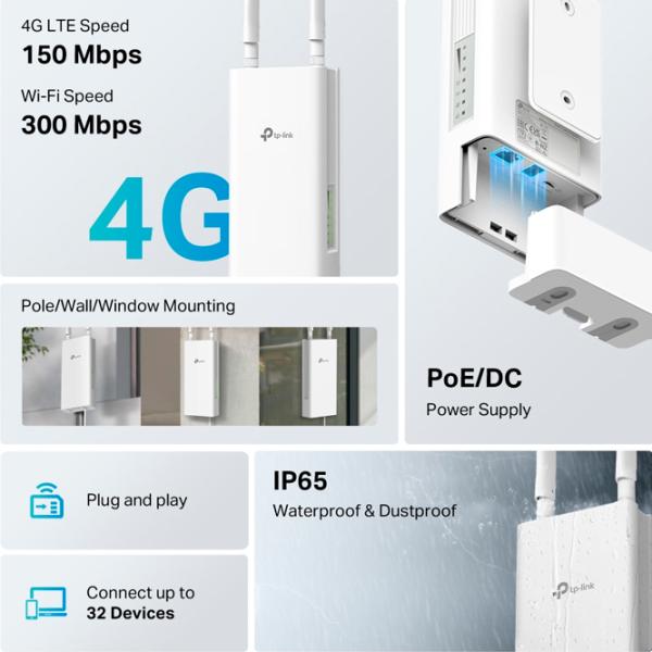 Внешний маршрутизатор TP-Link TL-MR100-Outdoor 300 Мбит/с / / Белый photo 5