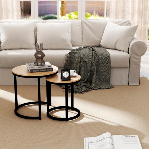 Set măsuțe de cafea DecoPrim Darla MCDRL-JJLVC-M37BLK Stejar Sonoma photo 8