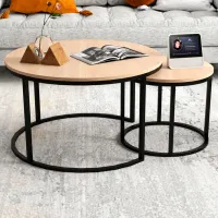 Set măsuțe de cafea DecoPrim Link MCLNK-JJLVC-M37BLK Stejar Sonoma photo 8