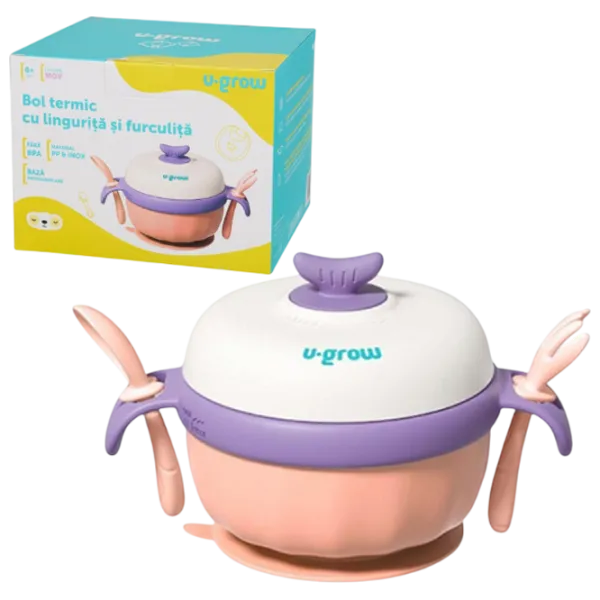 Bol termic U-GROW UG-235PP Pentru fetițe / 6+ luni / Pink photo 6
