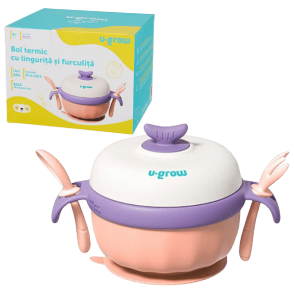 Bol termic U-GROW UG-235PP Pentru fetițe / 6+ luni / Pink photo 6