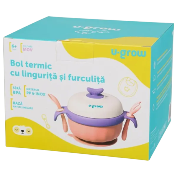 Bol termic U-GROW UG-235PP Pentru fetițe / 6+ luni / Pink photo 7