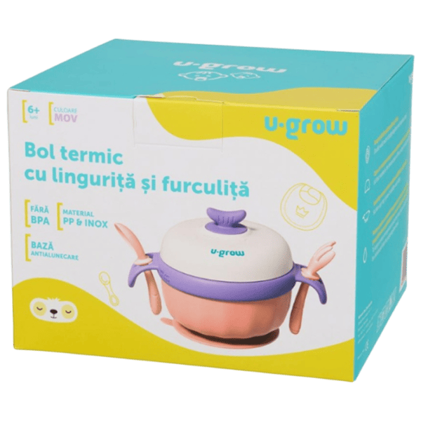 Bol termic U-GROW UG-235PP Pentru fetițe / 6+ luni / Pink photo 7