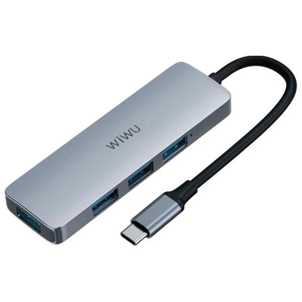 Adaptor Hub WIWU Alpha 440 Pro USB Type-C / Silver photo 1