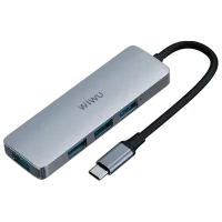 Адаптер Hub WIWU Alpha 440 Pro USB Type-C / Серебряный