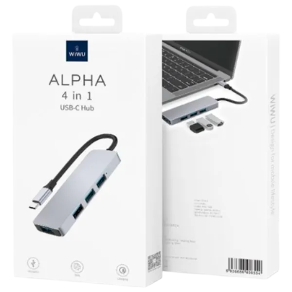Adaptor Hub WIWU Alpha 440 Pro USB Type-C / Silver photo 2