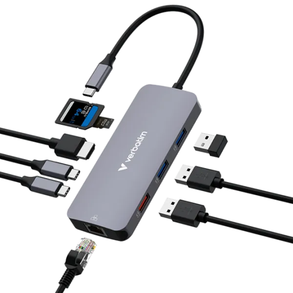 Adaptor Hub Verbatim CMH-09 USB Type-C / Silver photo 2