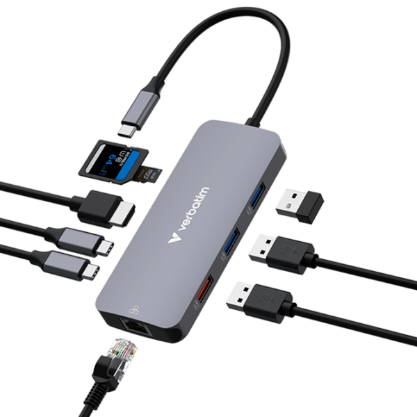 Adaptor Hub Verbatim CMH-09 USB Type-C / Silver photo 2