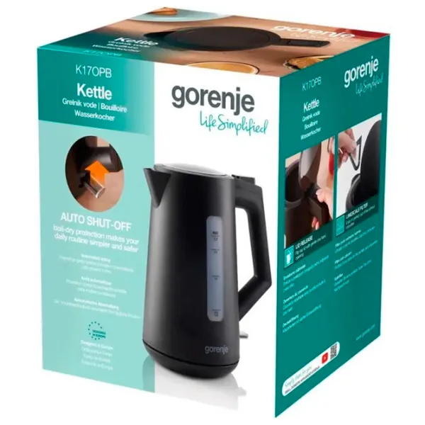 Электрочайник Gorenje K17OPB 1.7л / Скрытый / Черный photo 4
