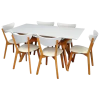 Set masă și scaune Evelin Raffles Rectangular + 6 Cameroon Dreptunghiulară / PAL / White