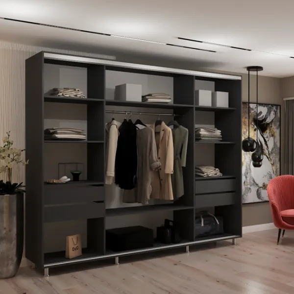 Шкаф My-Style Cupe 270 x 60см x 240 / ЛДСП / Anthracite photo 2