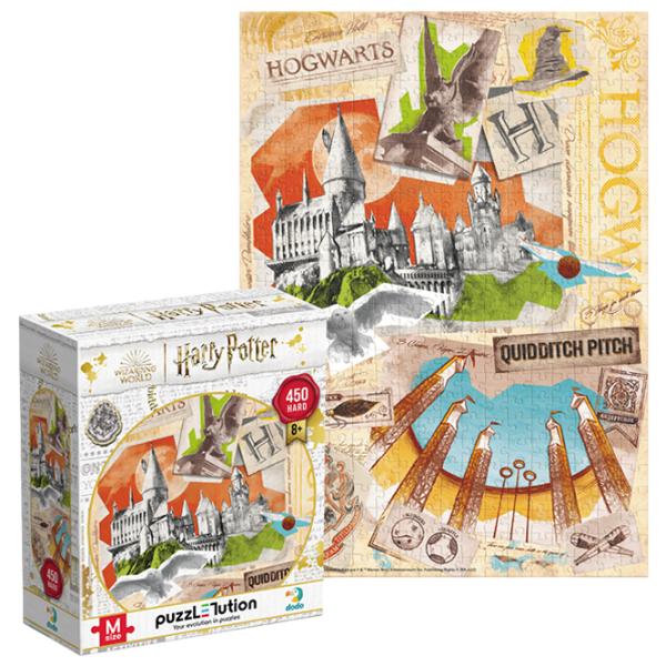 Puzzle 2D DoDo Școala Hogwarts și terenul de Quidditch 8+/ Numărul de piese: 450 photo 1