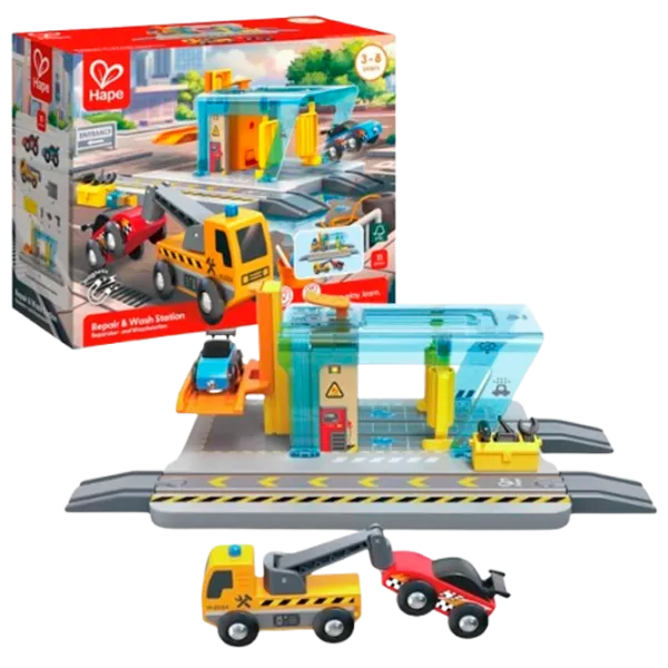 Set de mașini Hape Stația de reparații și spălătorie E3879  / / Multicolor Multicolor photo 1