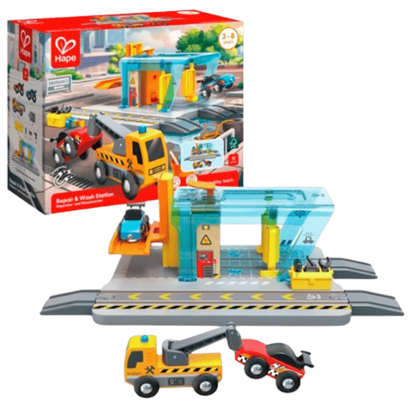 Set de mașini Hape Stația de reparații și spălătorie E3879  / / Multicolor Multicolor photo 1