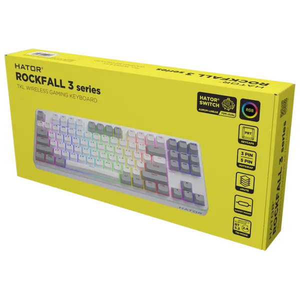 Tastatură Hator Rockfall 3 Mecha TKL Fără fir / White photo 3