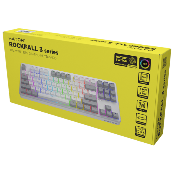 Tastatură Hator Rockfall 3 Mecha TKL Fără fir / White photo 3