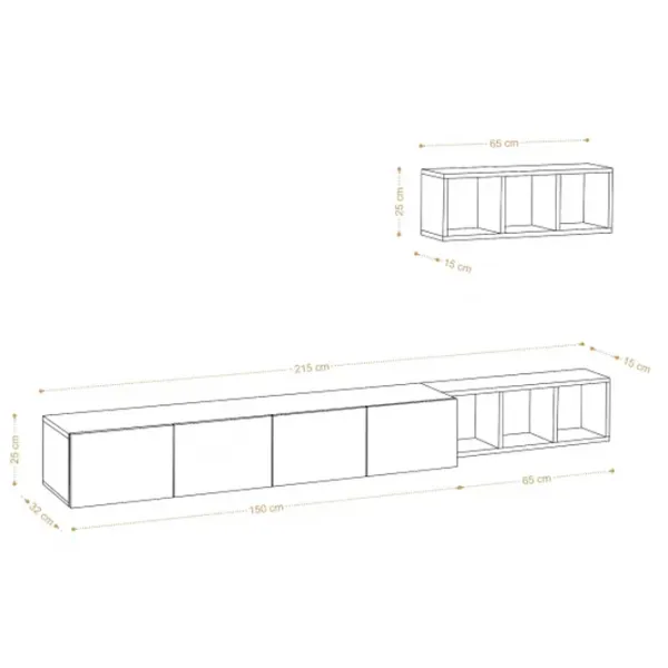 Комплекты ТВ-зона Trendy Pia 25 см x 32 см x 215 см / Белый photo 5