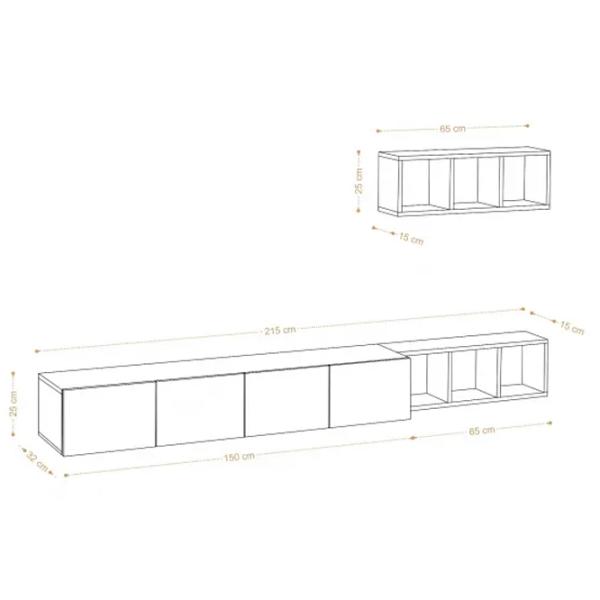 Комплекты ТВ-зона Trendy Pia 25 см x 32 см x 215 см / Белый photo 5