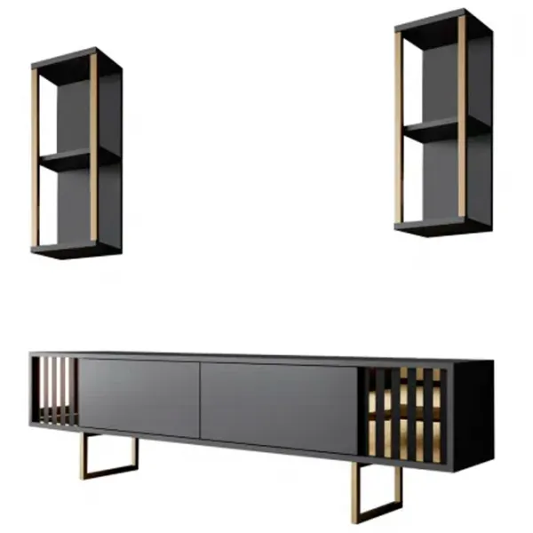 Комплекты ТВ-зона Trendy Gold Line 48 см x 30 cм x 180 см / Черный photo 1