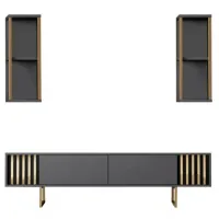 Seturi zona TV Trendy Gold Line 48 cm x 30 cm x 180 cm / Black photo 2