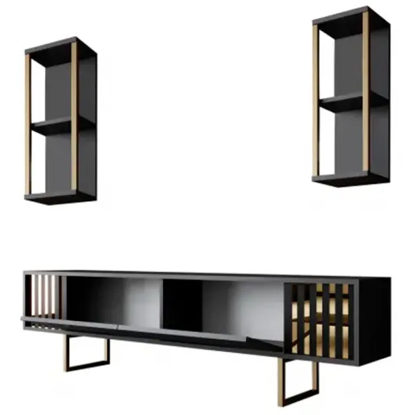 Комплекты ТВ-зона Trendy Gold Line 48 см x 30 cм x 180 см / Черный photo 3