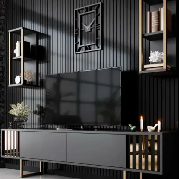 Комплекты ТВ-зона Trendy Gold Line 48 см x 30 cм x 180 см / Черный photo 4