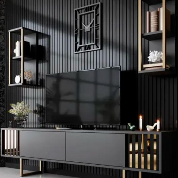 Комплекты ТВ-зона Trendy Gold Line 48 см x 30 cм x 180 см / Черный photo 4