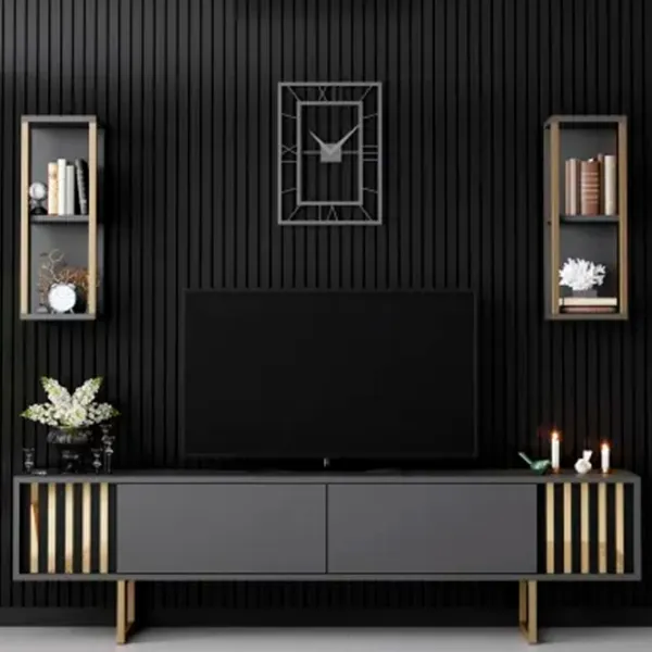 Комплекты ТВ-зона Trendy Gold Line 48 см x 30 cм x 180 см / Черный photo 5