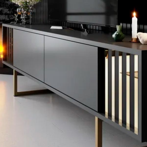 Комплекты ТВ-зона Trendy Gold Line 48 см x 30 cм x 180 см / Черный photo 7