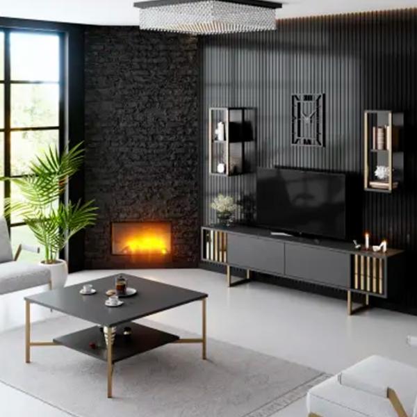Комплекты ТВ-зона Trendy Gold Line 48 см x 30 cм x 180 см / Черный photo 8