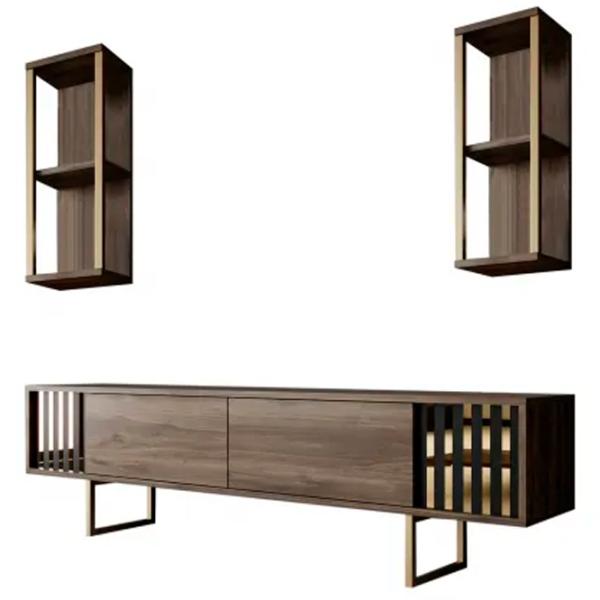 Seturi zona TV Trendy Gold Line 48 cm x 30 cm x 180 cm / Brown photo 1