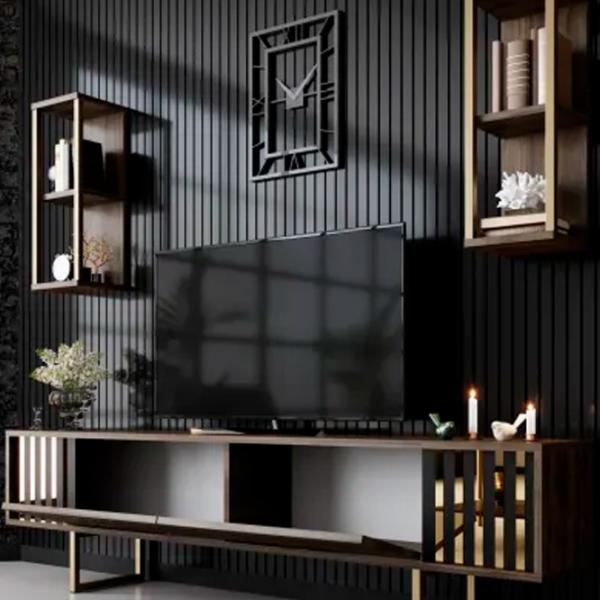 Seturi zona TV Trendy Gold Line 48 cm x 30 cm x 180 cm / Brown photo 4