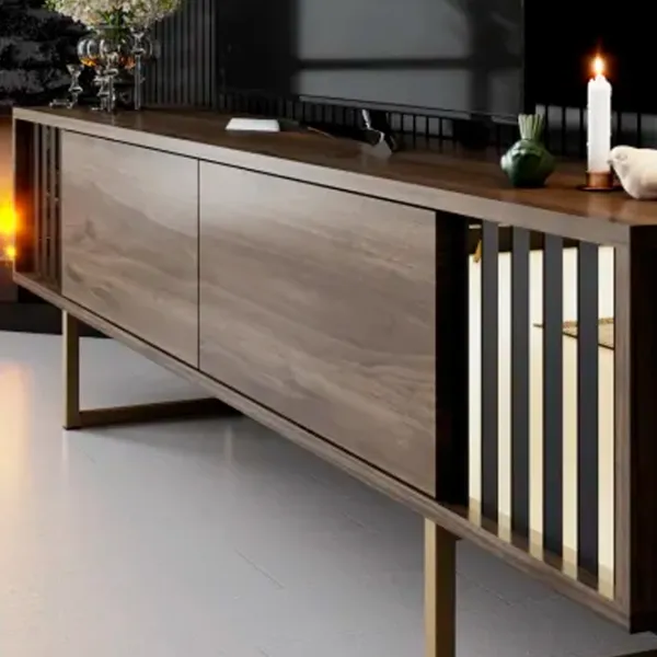 Seturi zona TV Trendy Gold Line 48 cm x 30 cm x 180 cm / Brown photo 5