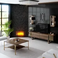 Seturi zona TV Trendy Gold Line 48 cm x 30 cm x 180 cm / Brown photo 7