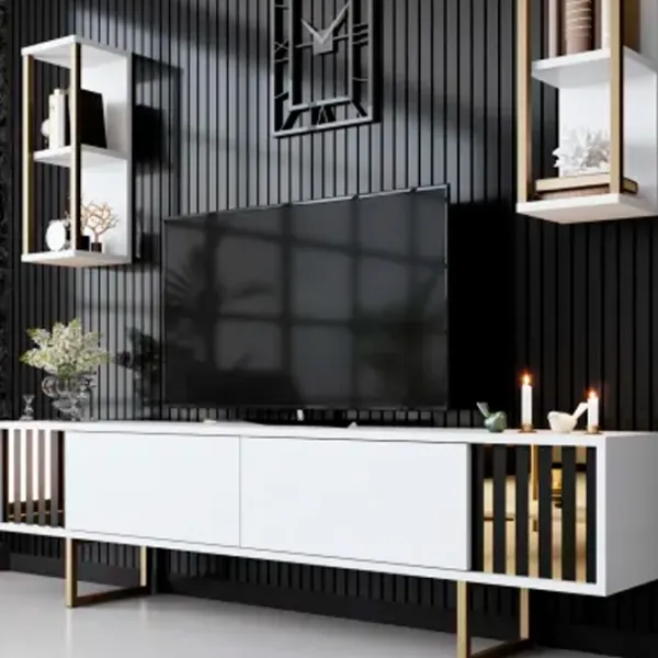 Комплекты ТВ-зона Trendy Gold Line 48 см x 30 cм x 180 см / Белый photo 2
