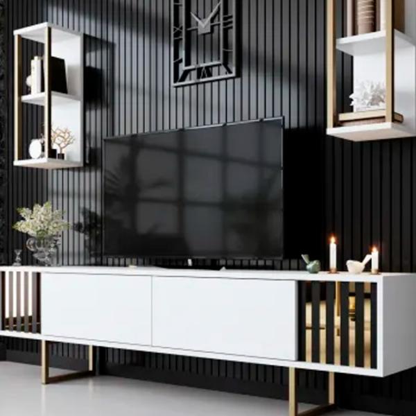 Комплекты ТВ-зона Trendy Gold Line 48 см x 30 cм x 180 см / Белый photo 2