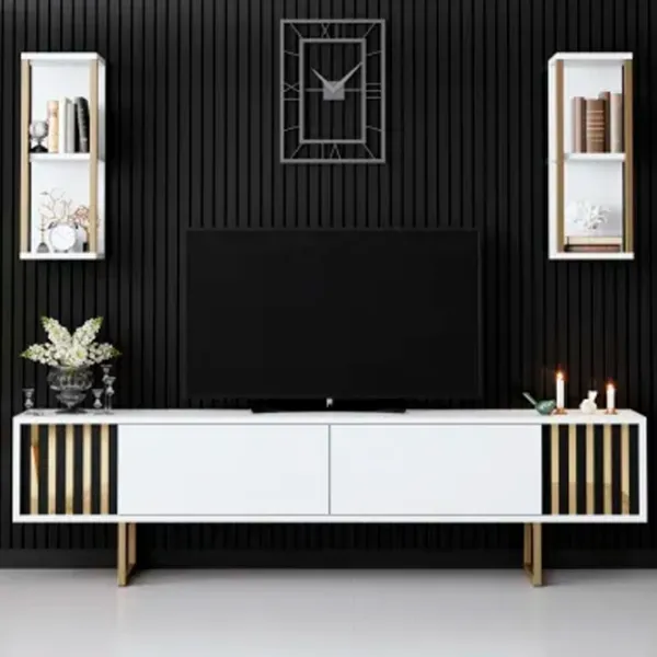 Комплекты ТВ-зона Trendy Gold Line 48 см x 30 cм x 180 см / Белый photo 3