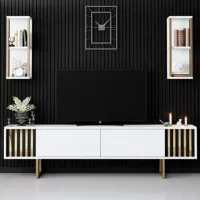 Seturi zona TV Trendy Gold Line 48 cm x 30 cm x 180 cm / White photo 3