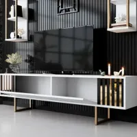 Seturi zona TV Trendy Gold Line 48 cm x 30 cm x 180 cm / White photo 4