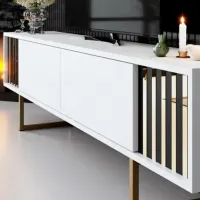 Seturi zona TV Trendy Gold Line 48 cm x 30 cm x 180 cm / White photo 5