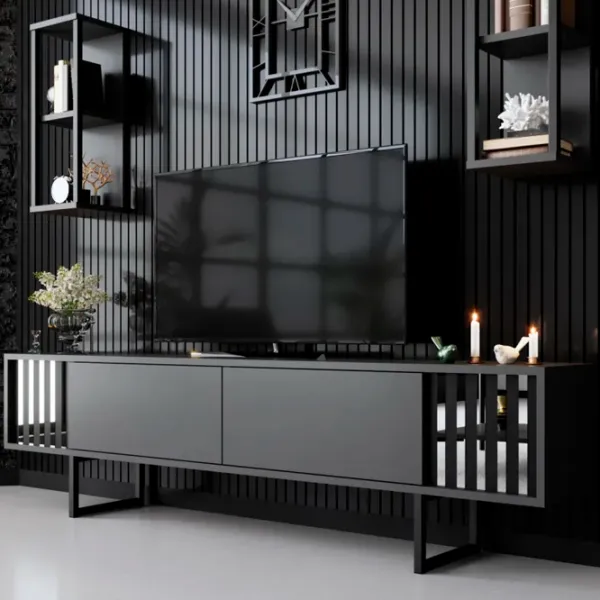 Seturi zona TV Trendy Chrome Line 48 cm x 30 cm x 180 cm / Antracit photo 2