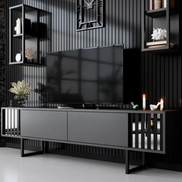 Seturi zona TV Trendy Chrome Line 48 cm x 30 cm x 180 cm / Antracit photo 2