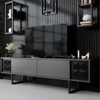 Seturi zona TV Trendy Black Line 48 cm x 30 cm x 180 cm / Black photo 2