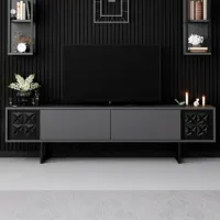 Seturi zona TV Trendy Black Line 48 cm x 30 cm x 180 cm / Black photo 3